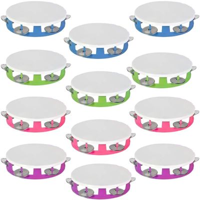 Fun Express Plastic Tambourine - Toys - 12 Pieces