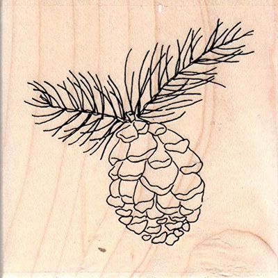 Impression Obsession D20579 Pinecone 2 Wood Mounted Rubber Stamp