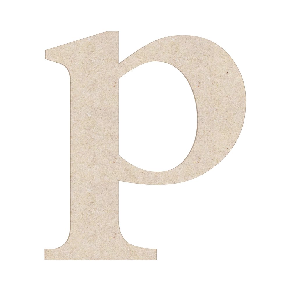 15" Lowercase Times Unfinished Wood Monogram Letter P (Sizes 12"-28")