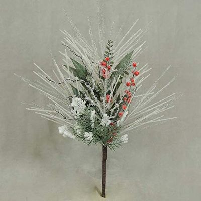 Factory Direct Craft Snowy Long Pine Berry Spray