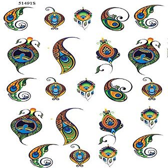 Peacock Tail Feathers - 51491 - Ceramic Decal - Enamel Decal - Glass Decal - Waterslide Decal - 3 Different Size Sheet (Images) to Choose from. Choose Either Ceramic (Enamel) or Glass Fusing Decals