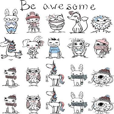 Be Awesome Animals - 85276 - Ceramic Decal - Enamel Decal - Glass Decal - Waterslide Decal - 3 Different Size Sheet (Images) to Choose from. Choose Either Ceramic (Enamel) or Glass Fusing Decals