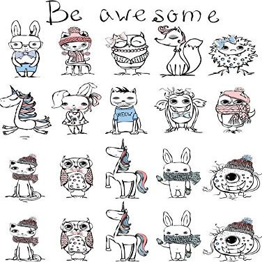 Be Awesome Animals - 85276 - Ceramic Decal - Enamel Decal - Glass Decal - Waterslide Decal - 3 Different Size Sheet (Images) to Choose from. Choose Either Ceramic (Enamel) or Glass Fusing Decals