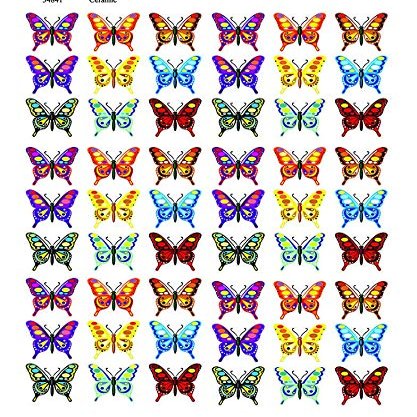 Colorful Butterflies - 34841 - Ceramic Decal - Enamel Decal - Glass Decal - Waterslide Decal - 3 Different Size Sheet (Images) to Choose from. Choose Either Ceramic (Enamel) or Glass Fusing Decals
