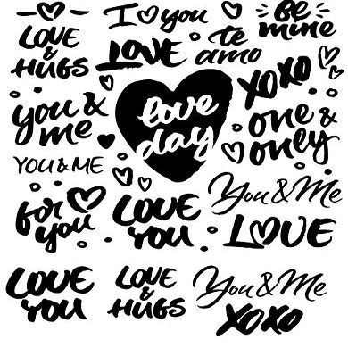 Words of Love - 99104530 - Ceramic Decal - Enamel Decal - Glass Decal - Waterslide Decal - 3 Different Size Sheet (Images) to Choose from. Choose Either Ceramic (Enamel) or Glass Fusing Decals