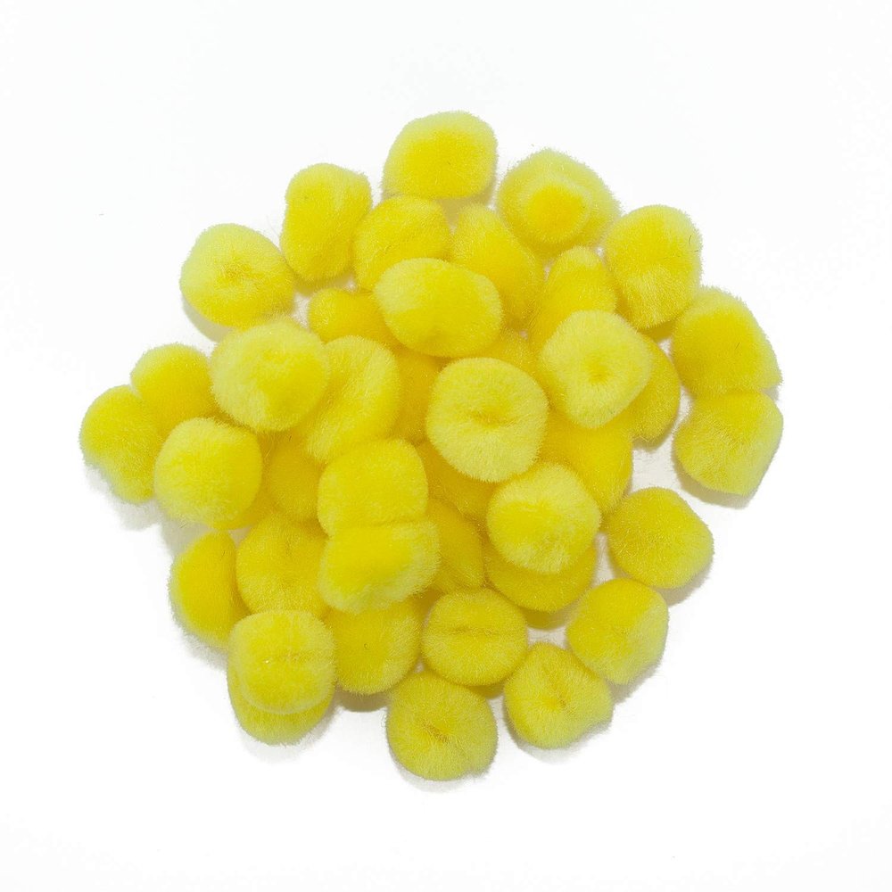0.75 inch Yellow Mini Craft Pom Poms 100 Pieces