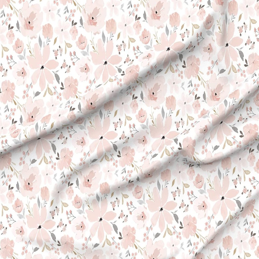 Spoonflower Fabric - Pastel Floral Blush Pink Peach Flowers Jumbo Scale Feminine Watercolor Printed on Minky Fabric by The Yard - Sewing Baby Blankets Quilt Backing Plush