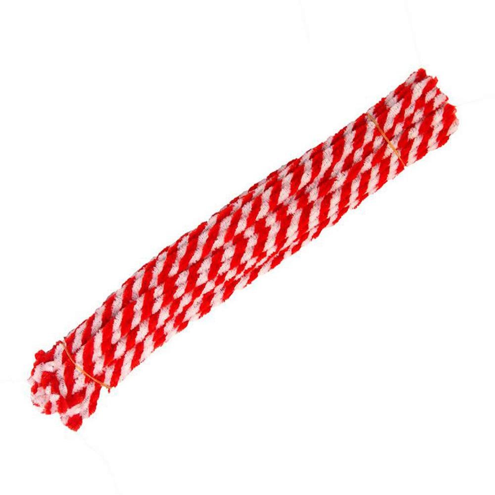 100 pcs 29.5cm(11.6inch) Christmas Striped Chenille Stems Pipe Cleaners,Pipe Cleaners Tinsel Chenille Stems for Creative Craft DIY Art Supplies Retro Christmas Candy Cane Crafting Projects