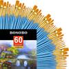 BOSOBO Paint Brush Sets, 6 Pack 60 Pcs Pointed-Round Tip Paintbrushes Nylon Hair Artist Acrylic Paint Brushes for Acrylic Watercolor Oil, Face Art, Model, Miniature Detailing & Rock Painting, Blue view 1