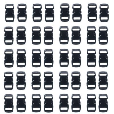 3/8 Inch Black Plastic Buckles - Curved Contoured Quick Side Release Buckles