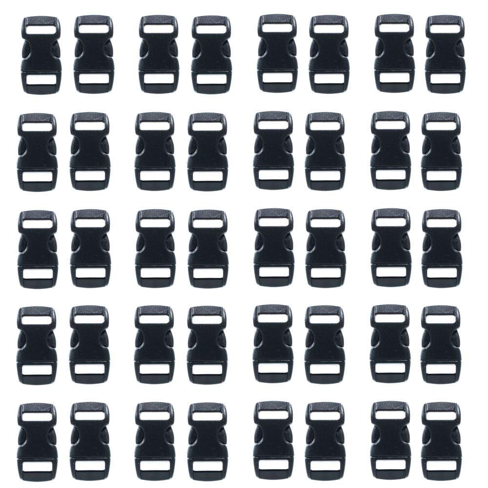 3/8 Inch Black Plastic Buckles - Curved Contoured Quick Side Release Buckles