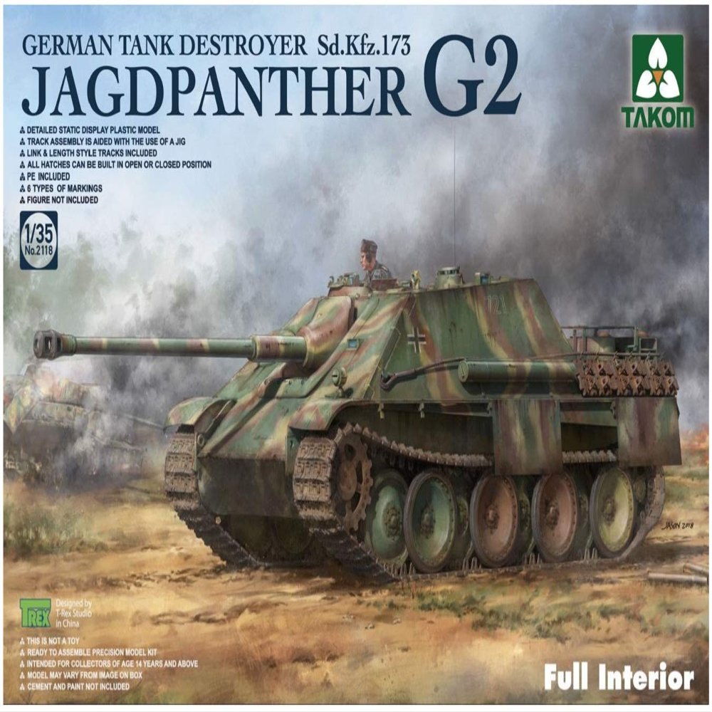 Takomu 1/35 German Heavy Tank Destroyer Sd.Kfz.173 jagdpanther G2 w / Full Interior Plastic Model TKO2118