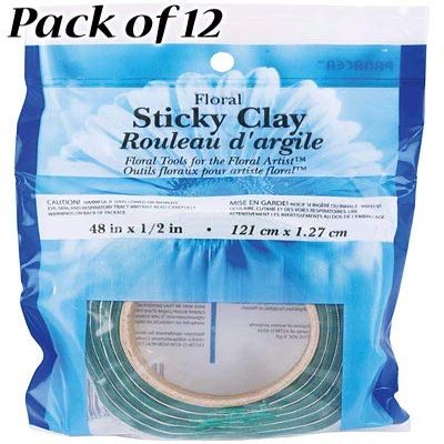 Panacea Florist Sticky Clay Rolls Bulk Pack of 12 Green 4 Foot Rolls Floral Adhesive Clay for Artificial Flower Arrangements Craft Projects Floral Design and Decorative Displays