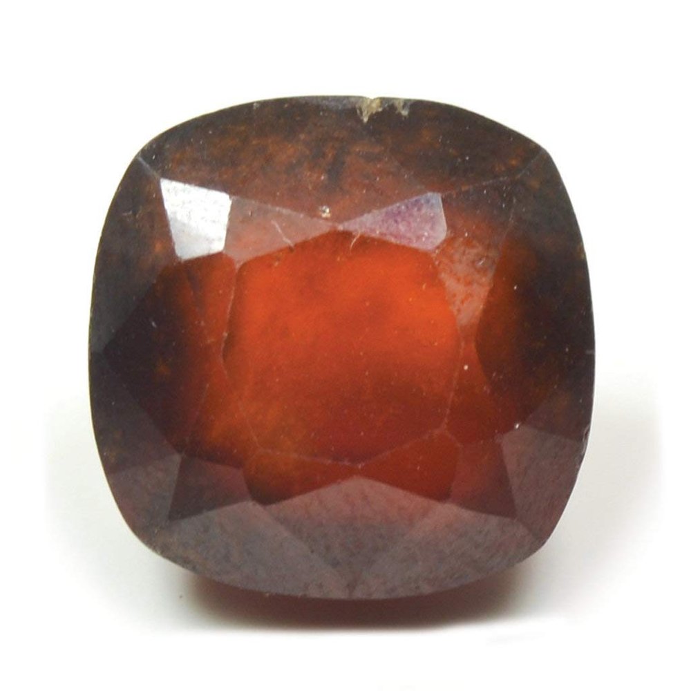 CaratYogi 10X10 MM Genuine Hessonite Stone Red Cushion Cut Faceted Loose Gemstone for Jewlery Making