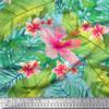 Soimoi Blue Velvet Fabric Leaves & Plumeria Flower Tropical Print Fabric by The Yard 56 Inch Wide view 1