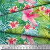 Soimoi Blue Velvet Fabric Leaves & Plumeria Flower Tropical Print Fabric by The Yard 56 Inch Wide view 2