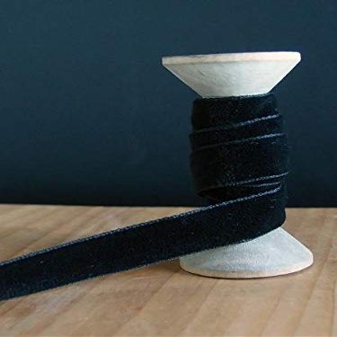PoshNPretty 10 Yards Luxurious Plush Velvet Ribbon Roll - 3/8" or 5/8" (Black, 3/8" X 10 Yards)