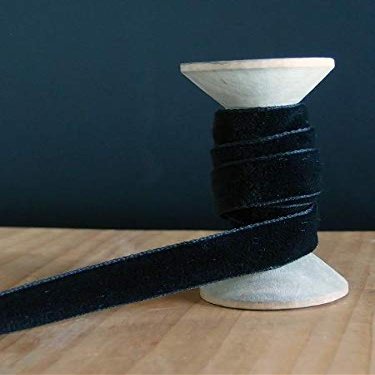 PoshNPretty 10 Yards Luxurious Plush Velvet Ribbon Roll - 3/8" or 5/8" (Black, 3/8" X 10 Yards)