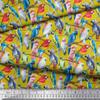 Bird Print - Medium Yellow - Soimoi Cotton Jersey Knit Fabric, 58" Wide Soft Stretch Printed Fabric by The Yard for T-Shirts, Baby Clothes, Pajamas, Dresses, Leggings & DIY Projects view 3