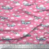 Soimoi Polyester Crepe Pink Fabric - by The Yard - 52 Inch Wide - Clouds & Airplane Transport Cloth - Sky-Inspired and Travel Fusion for Stylish Creations Printed Fabric view 1