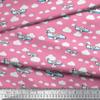 Soimoi Polyester Crepe Pink Fabric - by The Yard - 52 Inch Wide - Clouds & Airplane Transport Cloth - Sky-Inspired and Travel Fusion for Stylish Creations Printed Fabric view 2