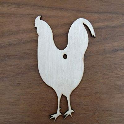 WOODNSHOP Chicken Ornament Wood 1/4 x 14 PKG 2 Laser Cut Wooden Chicken Ornament