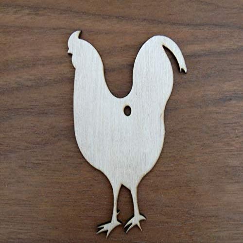 WOODNSHOP Chicken Ornament Wood 1/4 x 14 PKG 2 Laser Cut Wooden Chicken Ornament