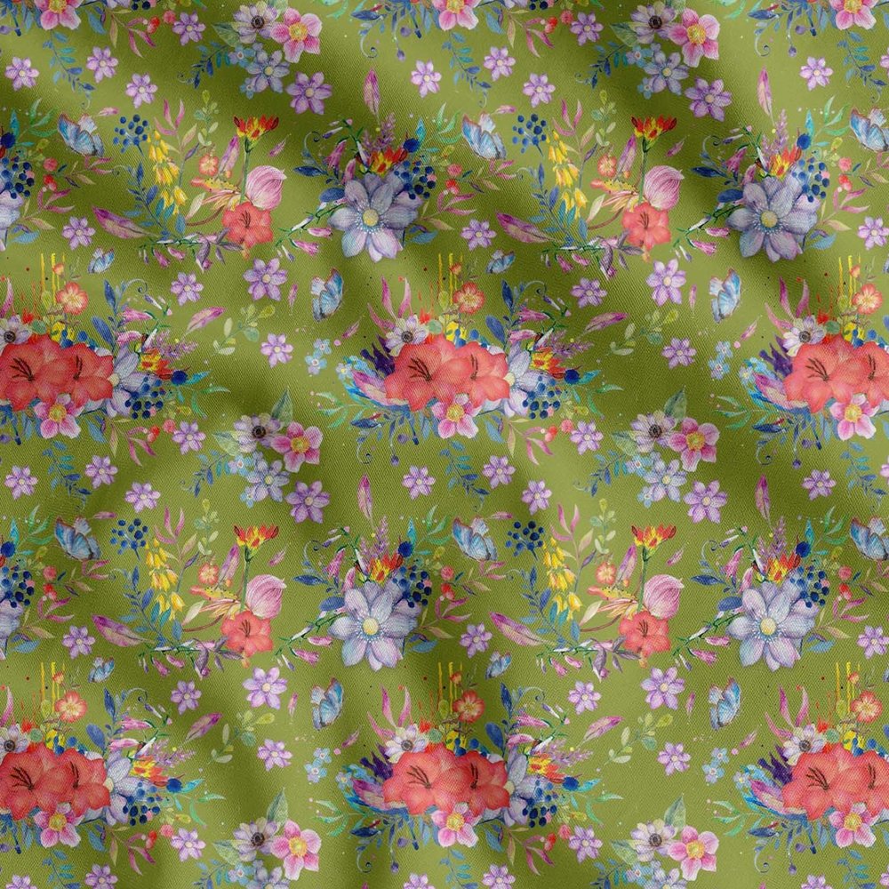 Soimoi Cotton Poplin Green Fabric - by The Yard - 56 Inch Wide - Leaves, Azalea & Floral Chic Textile - Romantic and Exotic Fusion for Trendy Creations Printed Fabric