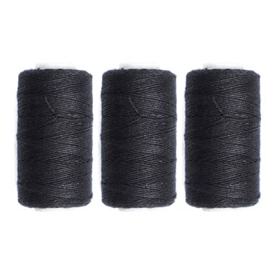 Ryalan UV Resistant High Strength Polyester Thread for Upholstery, Outdoor Market, Drapery, Beading, Purses, Leather, Hair Weave Bundles, Hair Extensions, Wig DIY Project 3 Rolls (3 Thread, Black)