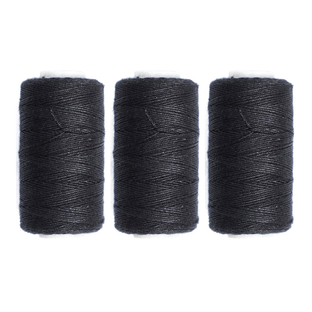Ryalan UV Resistant High Strength Polyester Thread for Upholstery, Outdoor Market, Drapery, Beading, Purses, Leather, Hair Weave Bundles, Hair Extensions, Wig DIY Project 3 Rolls (3 Thread, Black)