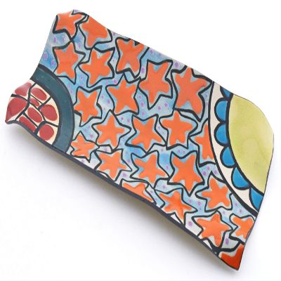 Ceramic Long Tray N3 Handmade and Handpainted with Multicolored Foc-Art Decoration. 9,65" x 4,72" x 0,98"