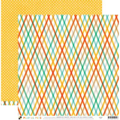 DCWVE Die Cuts with A View Pattern Paper Playful Pet-12 x 12-Double Sided-Plaid 614914, Multi