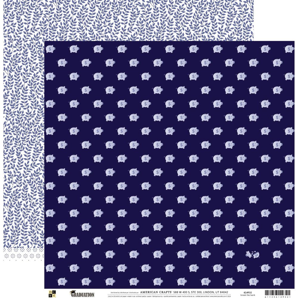 DCWVE Die Cuts with A View Pattern Paper Graduation-12 x 12-Break The Bank 614932, Multi