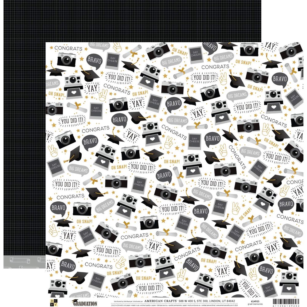 Die Cuts with A View Pattern Paper Graduation-12 x 12-Grad Memories 614925