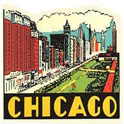 Chicago Illinois Street Scene Vintage Travel Decal Sticker Souvenir