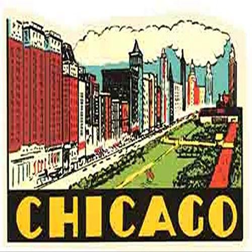 Chicago Illinois Street Scene Vintage Travel Decal Sticker Souvenir