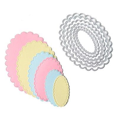 1 Set Oval Circle Scallop Frame Cutting Dies, Oval Frame Die Cuts,DIY Scrapbooking Artist Metal Cutting Dies Stencils Decorative Scrapbooking Steel Craft Embossing Paper Card