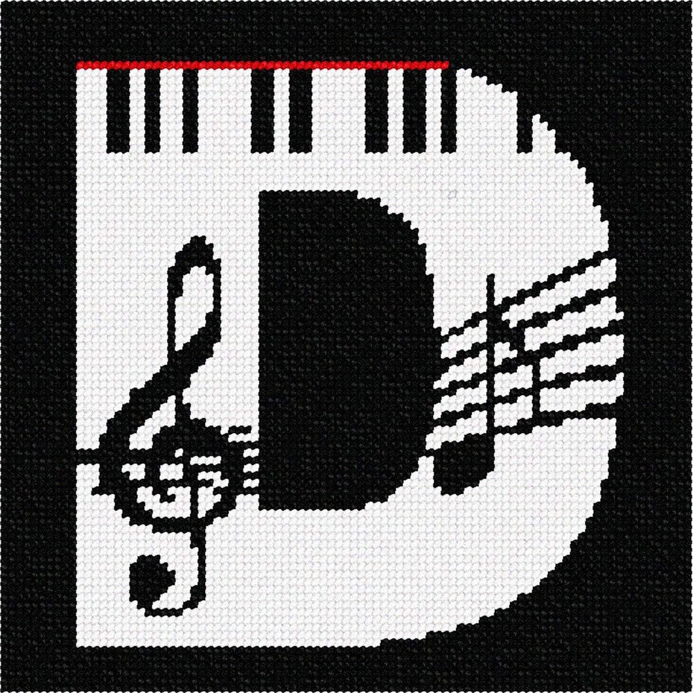 Pepita Needlepoint kit: Letter D Music, 7" x 7"