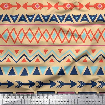 African Print - Pale Orange - Soimoi Viscose Chiffon Fabric, 42" Wide Printed 50 GSM Sheer Material by The Yard for Scarves, Tunics, Kaftans, Dupattas, Overlays & Summer Dresses