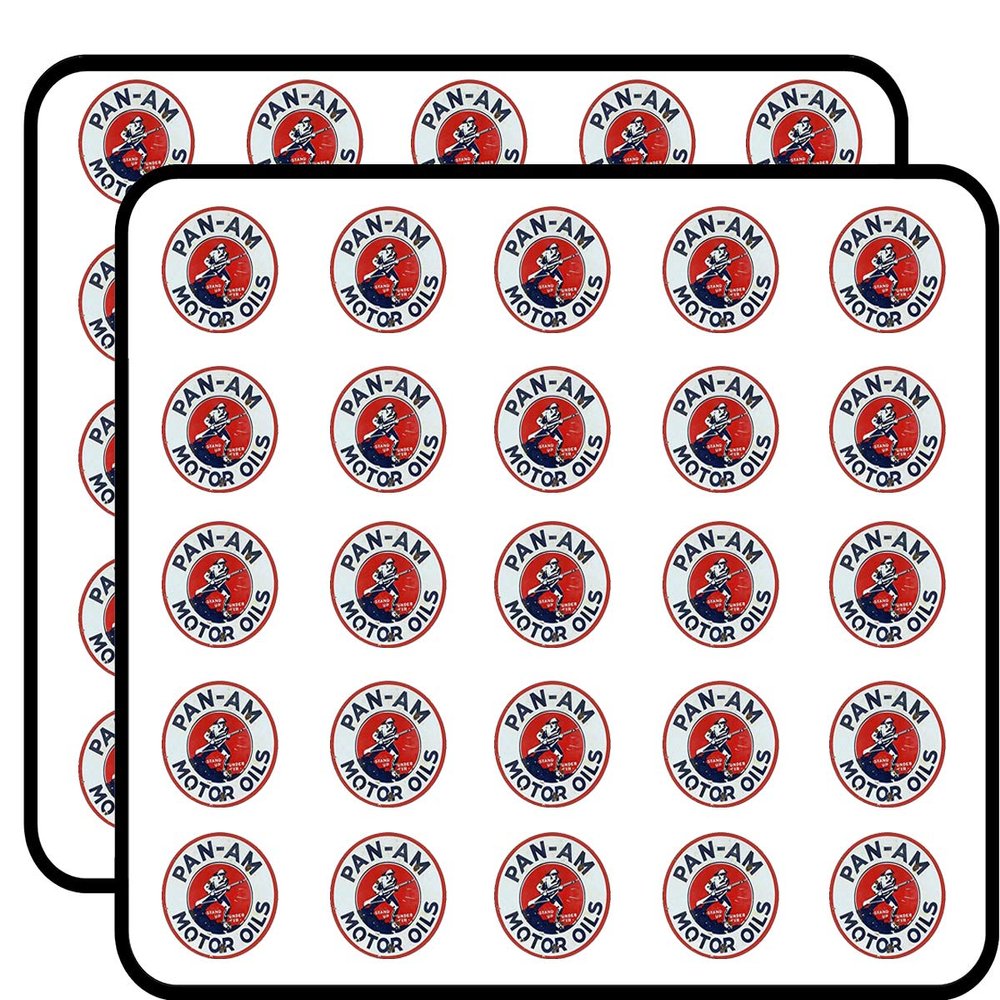 Round Vintage PAN AM Motor Oils (Gas Logo Old Rat Rod) Sticker for Scrapbooking 1" 50 Pack Stickers Waterproof Vinyl Decals