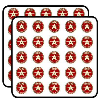 Round Vintage Flying A Gas Logo (car auto) Sticker for Scrapbooking 1" 50 Pack Stickers Waterproof Vinyl Decals