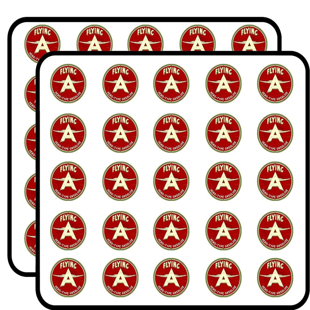 Round Vintage Flying A Gas Logo (car auto) Sticker for Scrapbooking 1" 50 Pack Stickers Waterproof Vinyl Decals