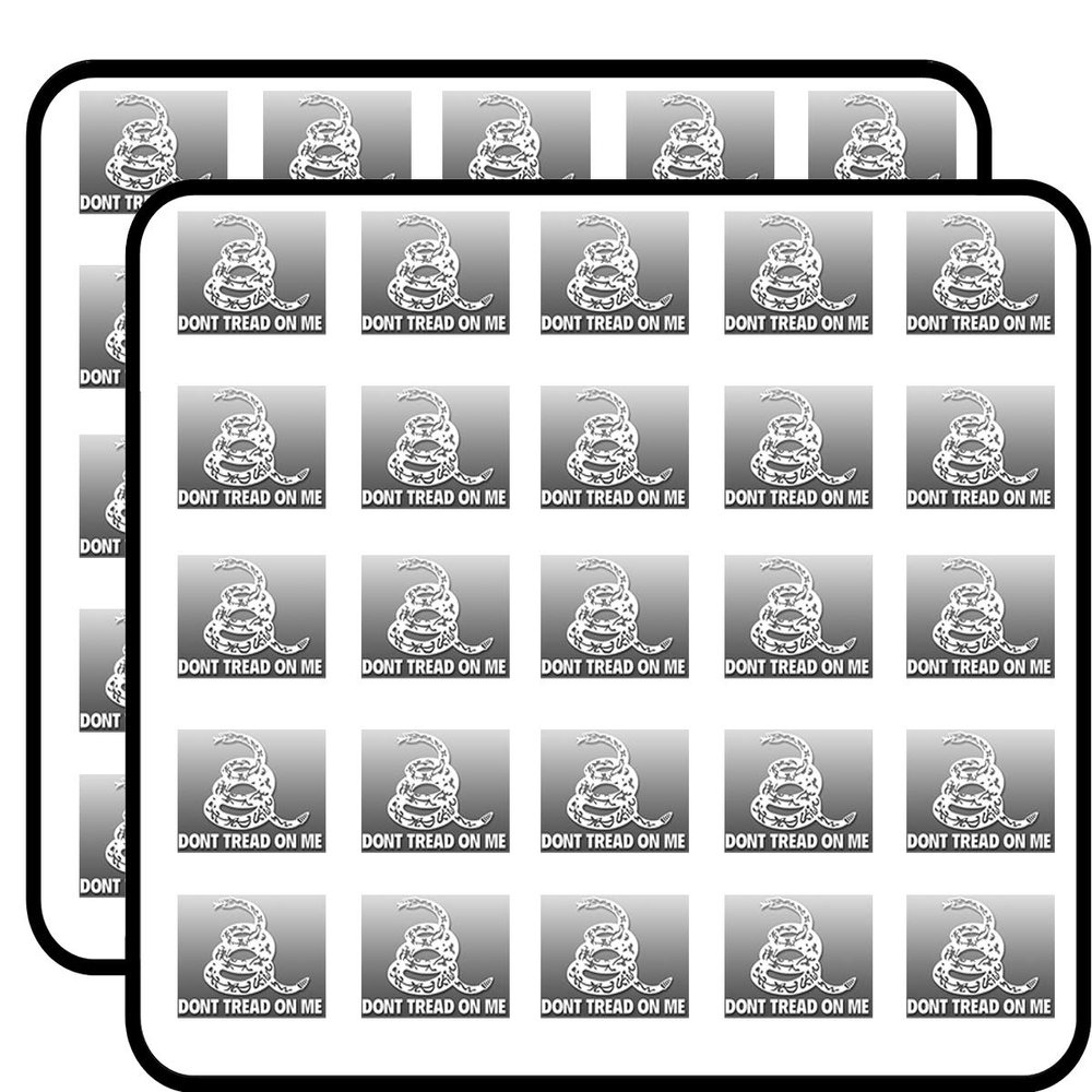 Large Don't Tread On Me Snake White Vinyl Window (Tea Party ic) Sticker for Scrapbooking 1" 50 Pack Stickers Waterproof Vinyl Decals