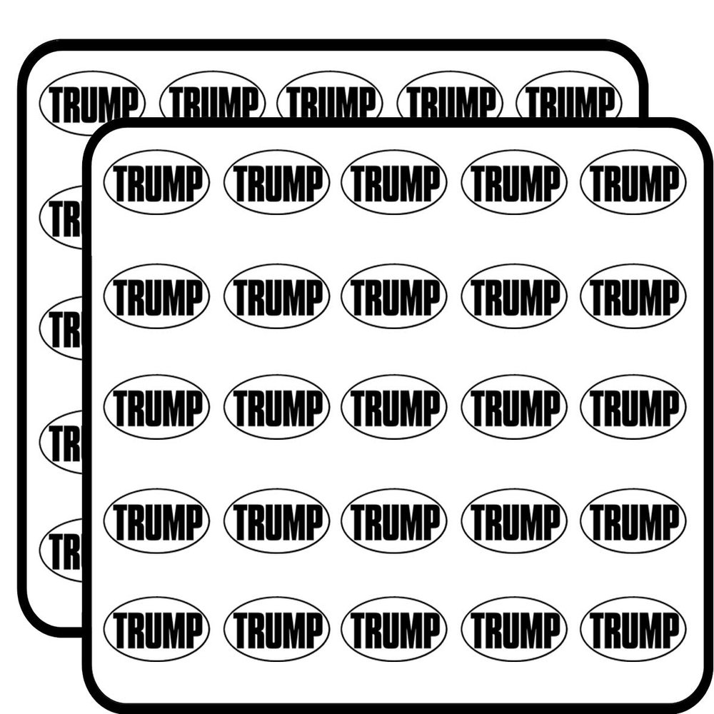 Black and White Oval Trump (car GOP) Sticker for Scrapbooking 1" 50 Pack Stickers Waterproof Vinyl Decals
