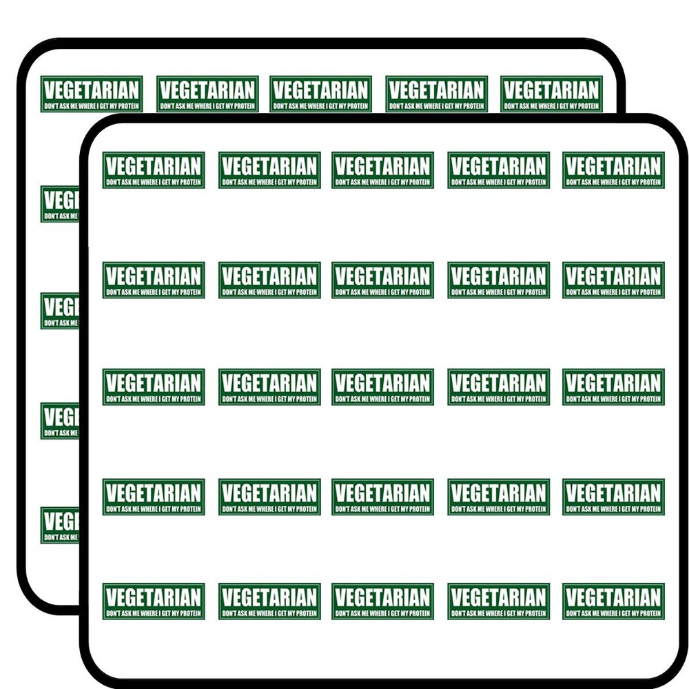 Vegetarian Don't Ask Where I Get My Protein (Veggies Health) Sticker for Scrapbooking 1" 50 Pack Stickers Waterproof Vinyl Decals