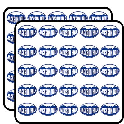 Blue Oval Jackson Hole Wyoming Mountain BG (Snow ski Resort) Sticker for Scrapbooking 1" 50 Pack Stickers Waterproof Vinyl Decals