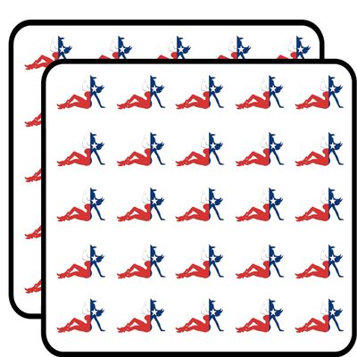 Left Facing Mudflap Cowgirl Texas Flag Shaped Sticker for Scrapbooking 1" 50 Pack Stickers Waterproof Vinyl Decals