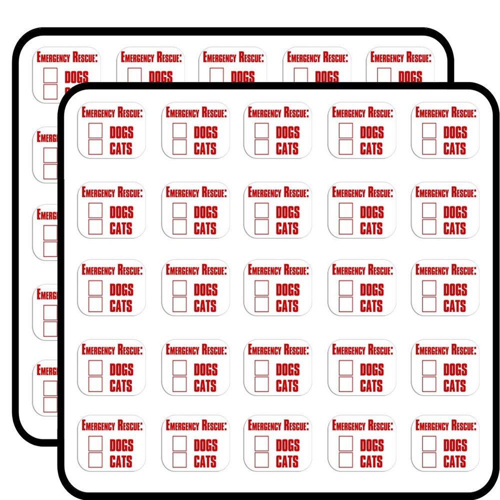 Emergency Rescue Dogs Cats (fire Safety Window) Sticker for Scrapbooking 1" 50 Pack Stickers Waterproof Vinyl Decals