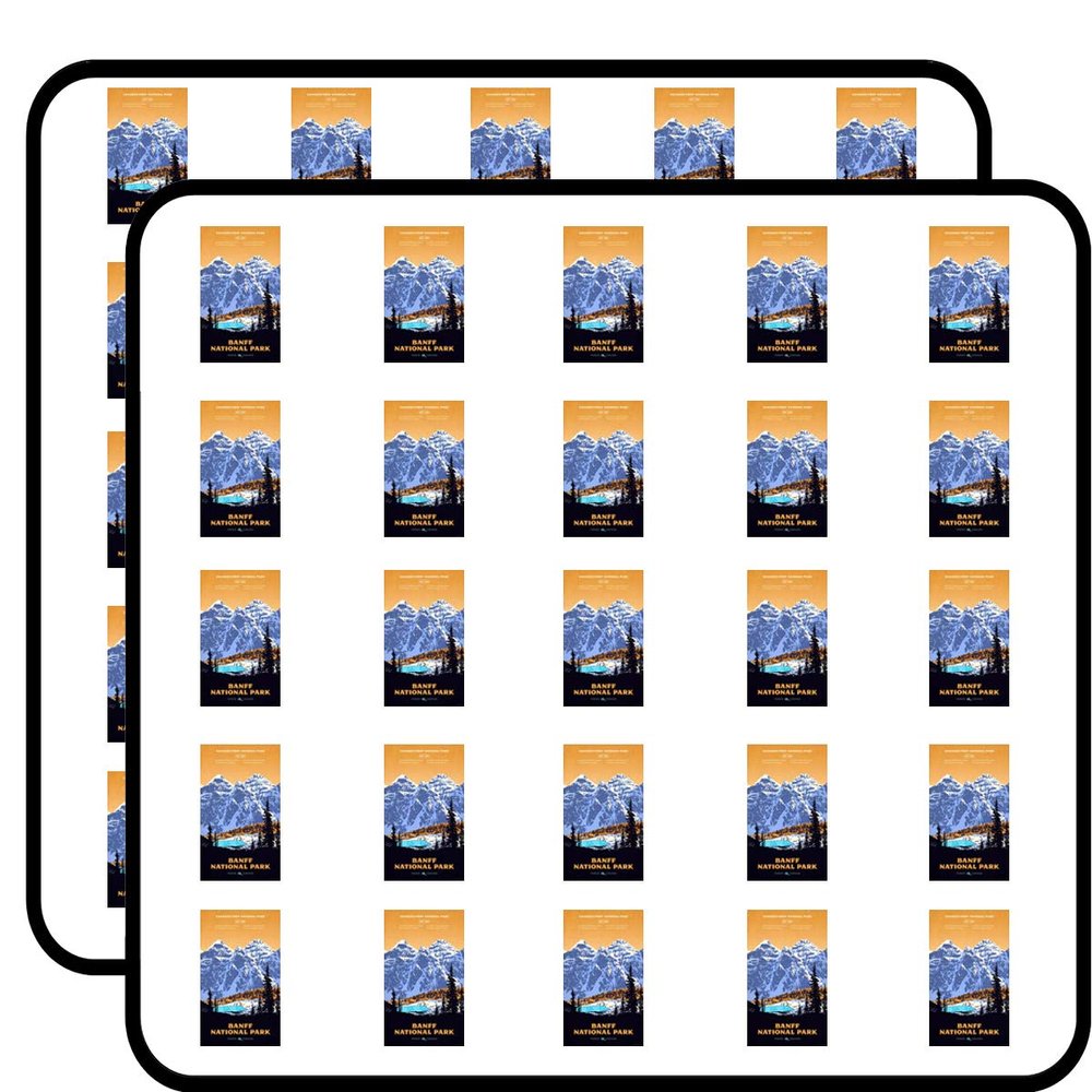 Banff Art Poster (rv National Park Hike Canada) Sticker for Scrapbooking 1" 50 Pack Stickers Waterproof Vinyl Decals