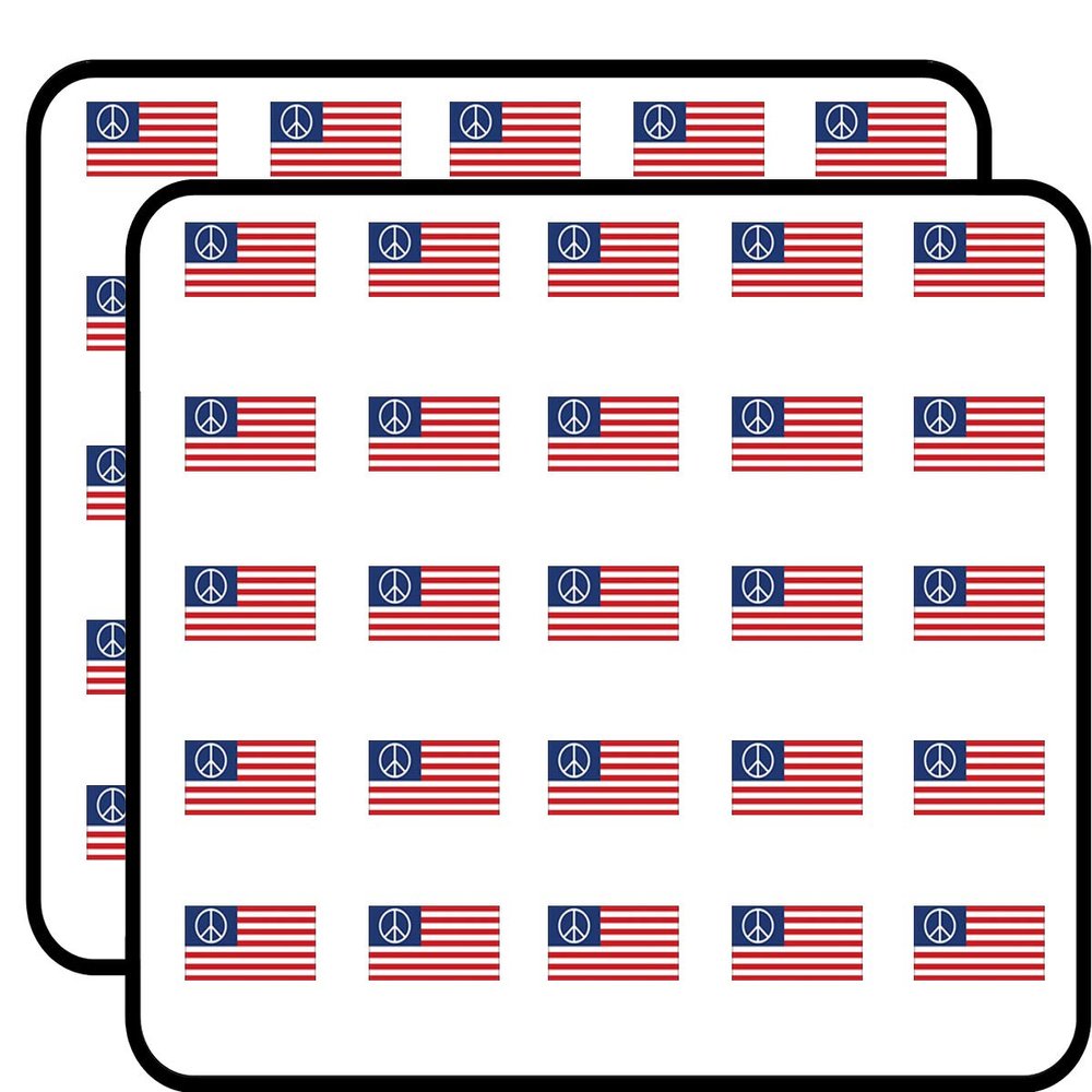 Peace Symbol Flag (USA Logo) Sticker for Scrapbooking 1" 50 Pack Stickers Waterproof Vinyl Decals